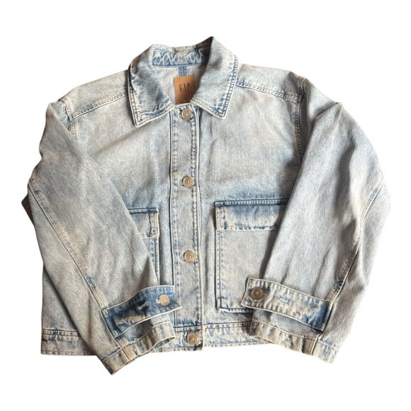 GAP WOMEN'S MEDIUM JEAN JACKET WITH BUTTONS AND FRONT POCKETS - Picture 2 of 7